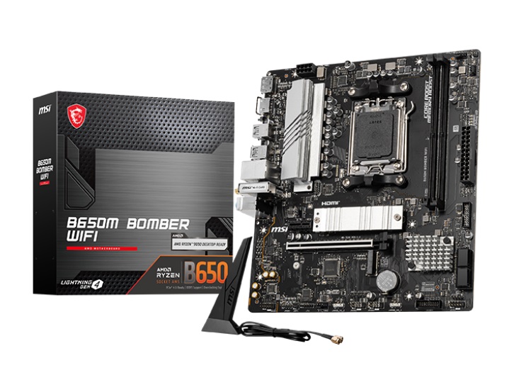  B650M m-ATX Motherboard: AM5 Socket For AMD Ryzen 7000/8000 Series Processors<BR>2x DDR5, 4x SATA 6Gb/s, PCIe 4.0, 2x M.2 Gen4, USB 3.2, 2.5G LAN, Wi-Fi 6E + Bluetooth 5.3, Realtek ALC897 7.1 Audio, HDMI/DP  